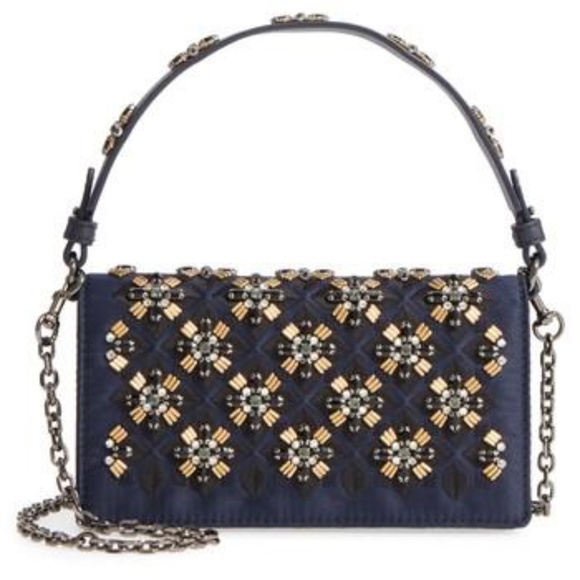 Tory Burch Handbags - NWT Tory Burch Cleo Embellished Fold-Over Clutch